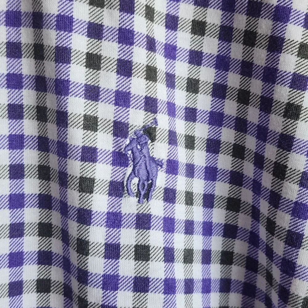 RALPH LAUREN Polo Gingham Check Shirt Pima Cotton Modal Med Made In Peru